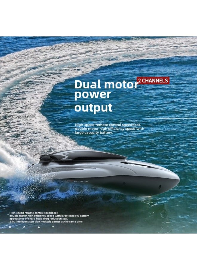 Large 2.4G High-speed Remote Control Boat Speedboat Racing Stunt Rollover Long Endurance Dual-motor Remote Control Toy-color:Ty2—yellow-Specifications:Version Dual Battery  - Image 5