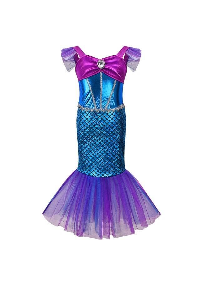 NIBEMINENT Mermaid princess dress collection, Ariel wig children's mermaid fishtail dress, European and American style children's dress - Image 1