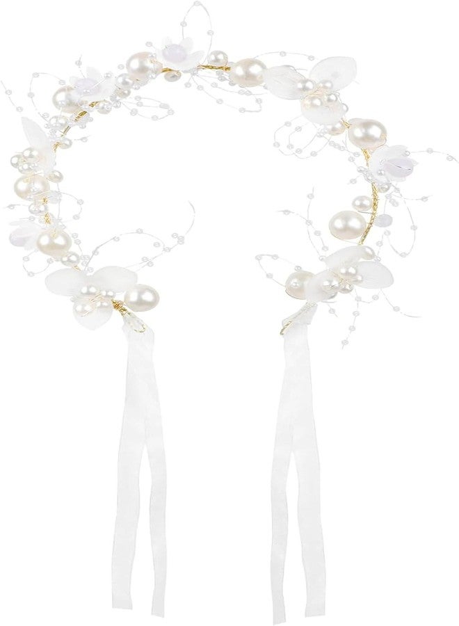 ACHARAJ Flower Girl Headpiece for First Communion Headpiece Princess Tiara Crown with Rhinestone and Pearl Headband Floral Wedding Prom for Girls and Women (1 pcs) - Image 1