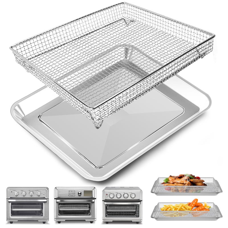 Air Fryer Basket Tray Replacement for Cuisinart TOA60 TOA65 TOA70 Toaster Air Fryer Convection Oven 124  11 Mesh Air Fryer Steel Basket Wire Rack Accessories Parts Dishwasher Safe