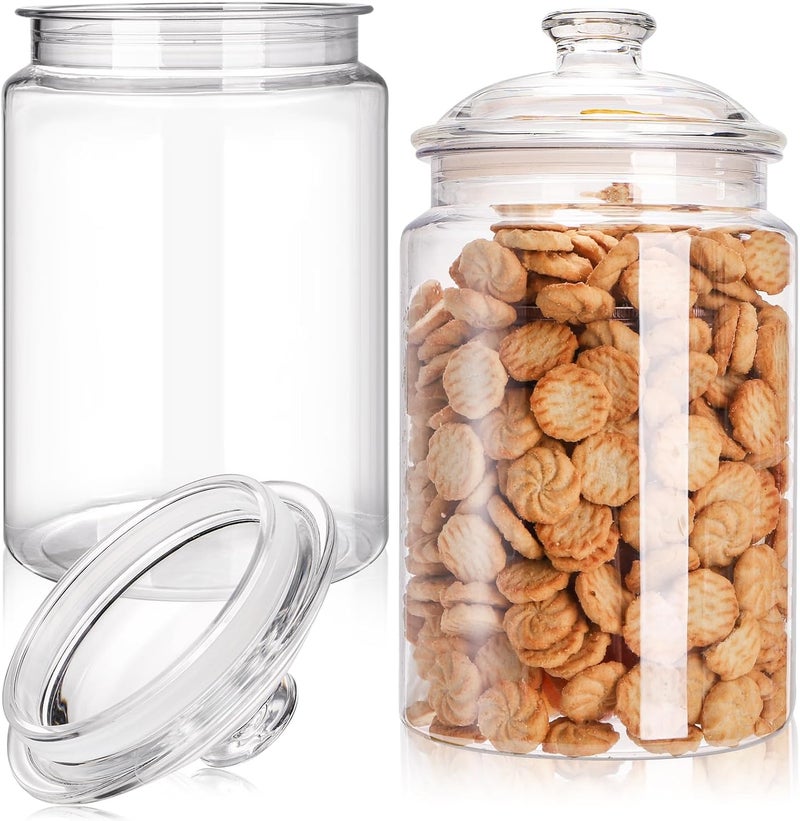 Goaste 2 Pack 130 oz Large Cookie Jar with Lid, Clear Acrylic Candy Jar Unbreakable, Airtight Food Storage Canister, Decorative Plastic Apothecary Jar with Silicone Sealing Ring for Dog Treats, Snacks - Image 1