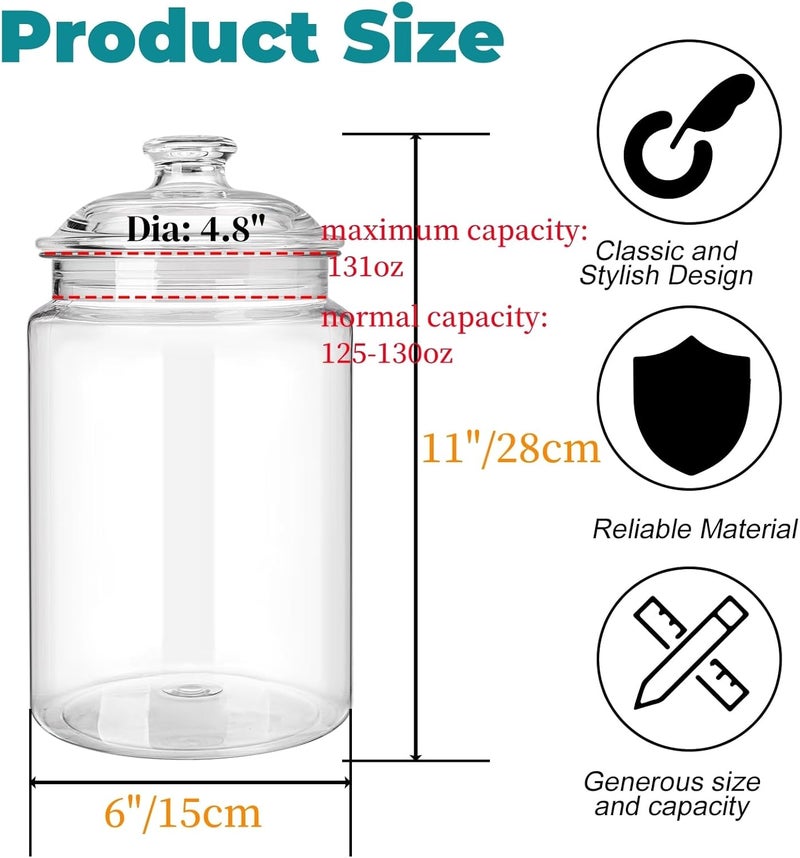 Goaste 2 Pack 130 oz Large Cookie Jar with Lid, Clear Acrylic Candy Jar Unbreakable, Airtight Food Storage Canister, Decorative Plastic Apothecary Jar with Silicone Sealing Ring for Dog Treats, Snacks - Image 2