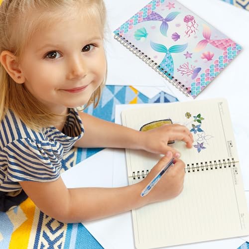 B1ykin A5 Spiral Notebooks - 2Pcs 50 sheets 100 Pages Cute Wire Bound Travel Journal Spiral Notebook, Writing Notepads Memo Diary Notes Study School Work for Kids School Classroom Office (Mermaid) - Image 5