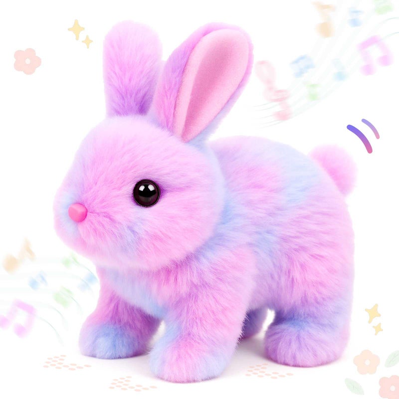 Easfan Easter Rabbit Pink Plush Jumping Spotted Rabbit Talking Hopping Ears Nose Moving Educational Plush Toy Singing Shaking Glowing Interactive Toy Electric for Toddlers Kids - Image 3