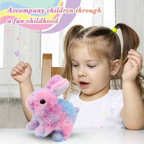 Easfan Easter Rabbit Pink Plush Jumping Spotted Rabbit Talking Hopping Ears Nose Moving Educational Plush Toy Singing Shaking Glowing Interactive Toy Electric for Toddlers Kids - Image 5
