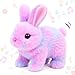 Easfan Easter Rabbit Pink Plush Jumping Spotted Rabbit Talking Hopping Ears Nose Moving Educational Plush Toy Singing Shaking Glowing Interactive Toy Electric for Toddlers Kids - Image 2