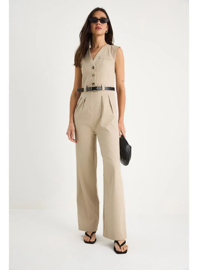 Ginger  Button Up Tailored Jumpsuit for Women | Best Price UAE