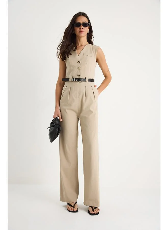Ginger  Button Up Tailored Jumpsuit for Women | Best Price UAE
