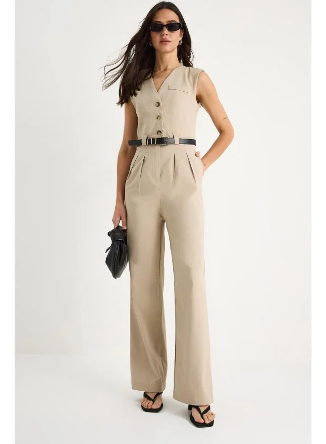 Ginger  Button Up Tailored Jumpsuit for Women | Best Price UAE