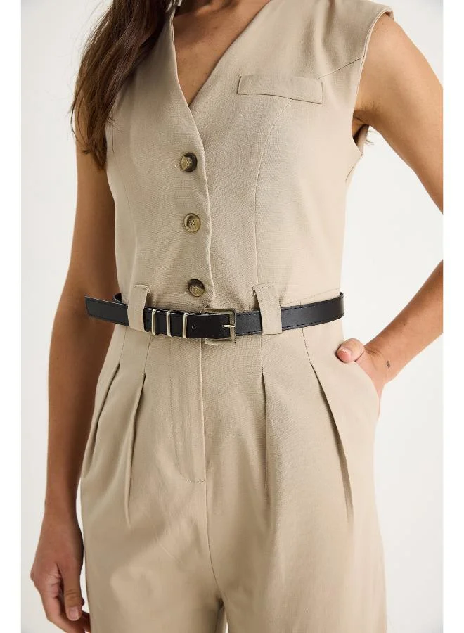 Ginger  Button Up Tailored Jumpsuit for Women | Best Price UAE