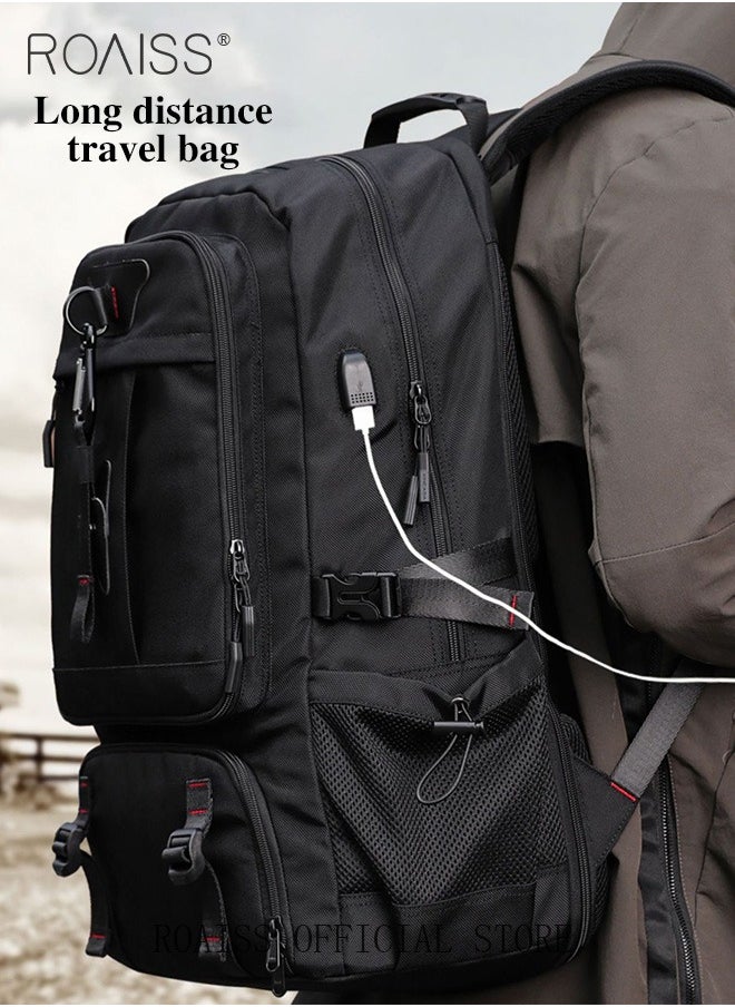 roaiss - Men Outdoor Sports Mountaineering Bag, External Charging Port, Independent Shoe Compartment, Large Capacity Scientific Compartmentalized Backpack, Short Distance Luggage Bag - Image 1