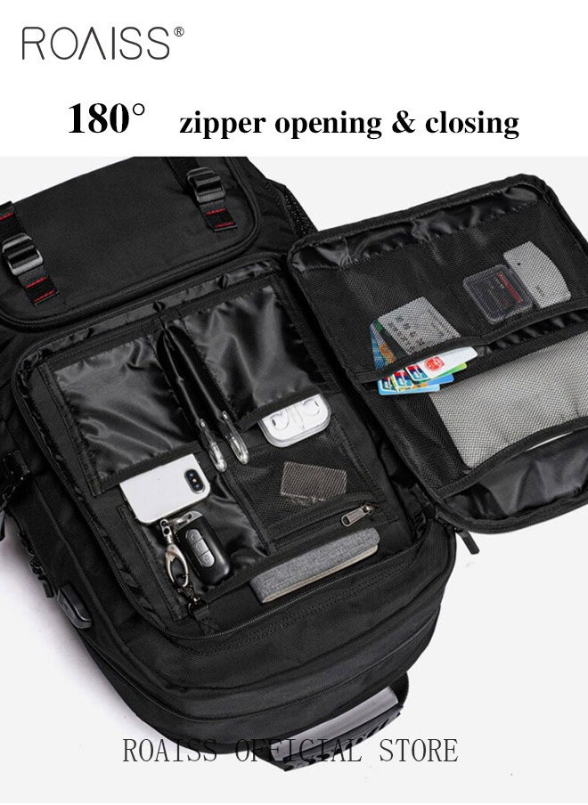 roaiss - Men Outdoor Sports Mountaineering Bag, External Charging Port, Independent Shoe Compartment, Large Capacity Scientific Compartmentalized Backpack, Short Distance Luggage Bag - Image 1