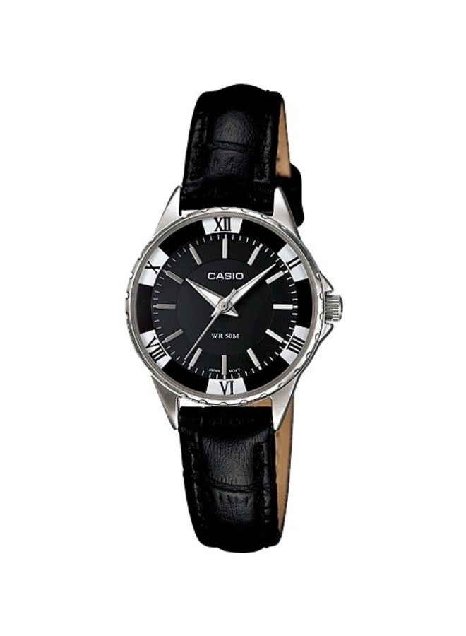 كاسيو ساعة كاسيو نسائية تناظرية بسوار من الجلد الطبيعي LTP-1360L-1AV - Image 1