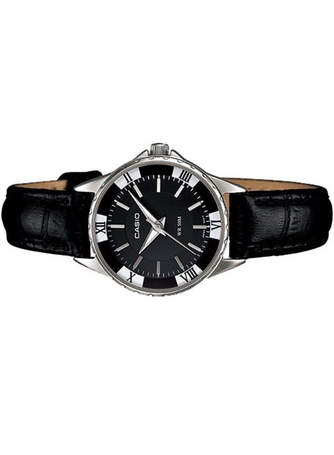 كاسيو ساعة كاسيو نسائية تناظرية بسوار من الجلد الطبيعي LTP-1360L-1AV - Image 2