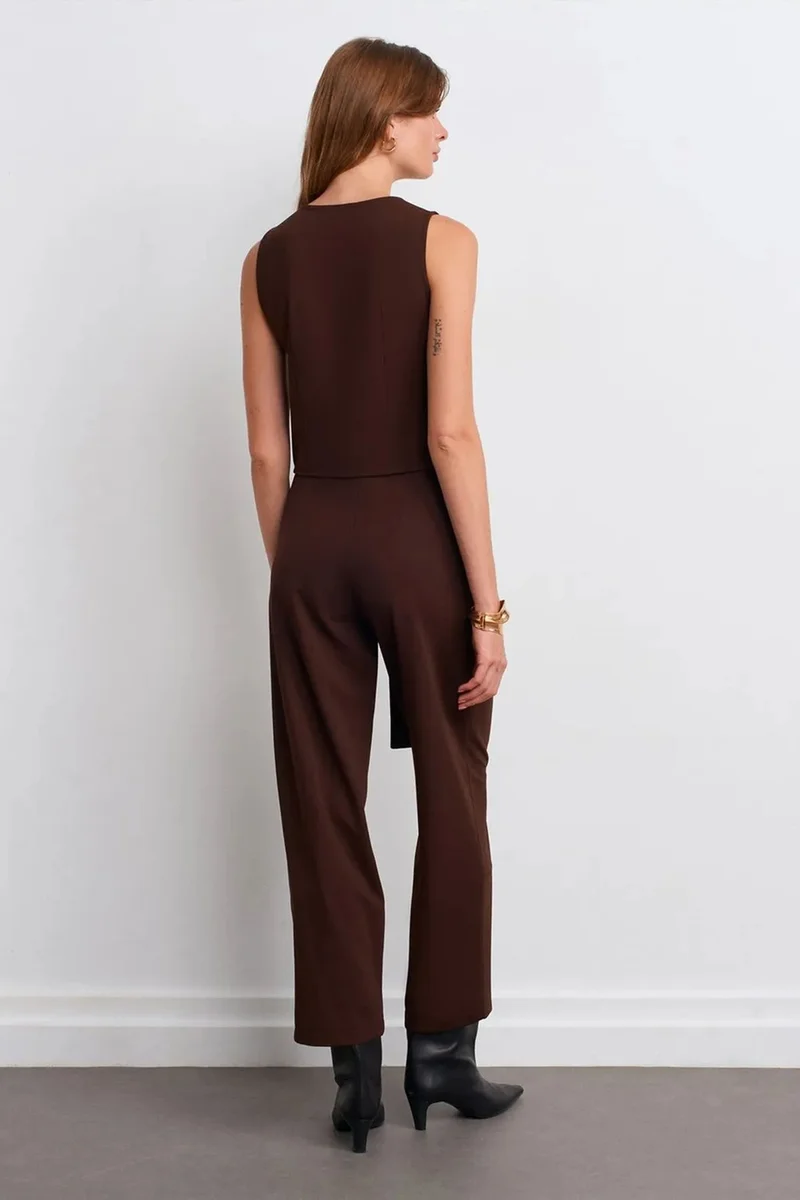 ديلفين DILVIN High-Waist Wide-Leg Crepe Trousers