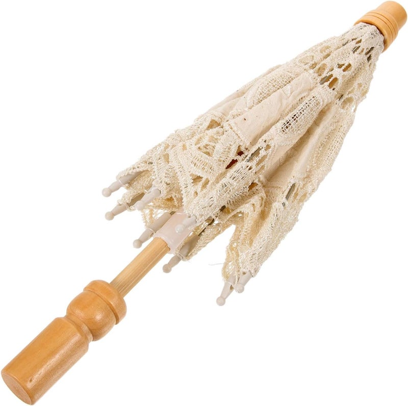 Healeved Lace Umbrella for Weddings Decorative Bridal Photography Parasol Wooden Handle for Shows Parties and Special Occasions Smooth Open Not for Rain Use - Image 1