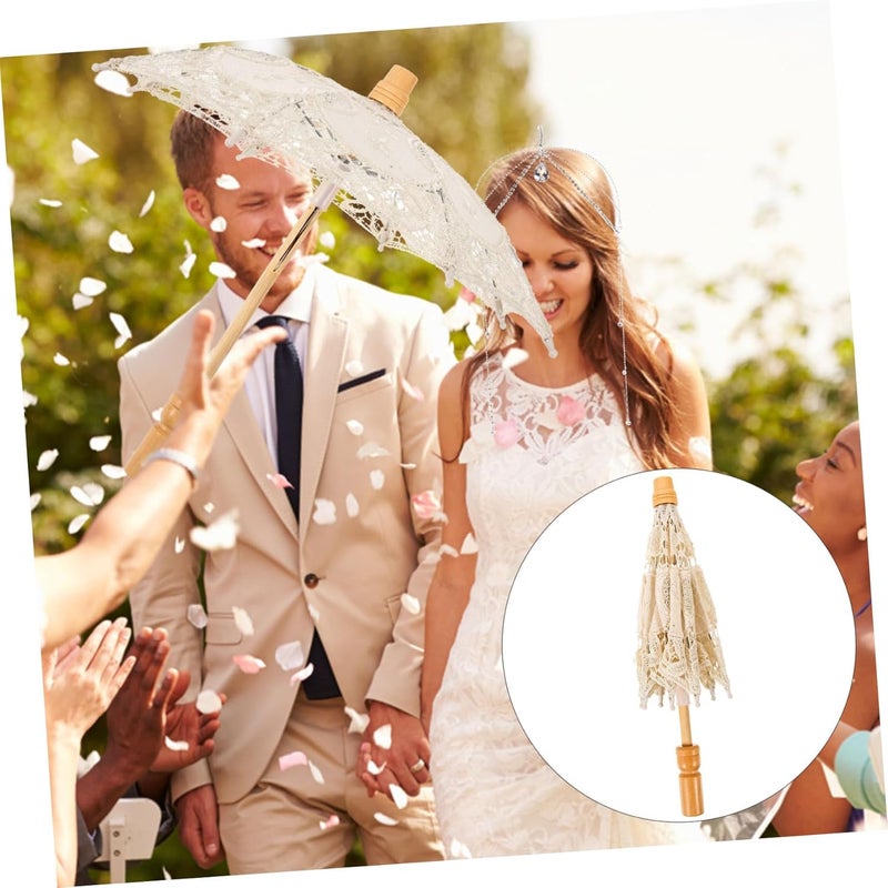 Healeved Lace Umbrella for Weddings Decorative Bridal Photography Parasol Wooden Handle for Shows Parties and Special Occasions Smooth Open Not for Rain Use - Image 5