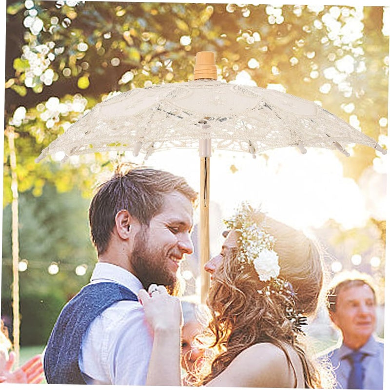 Healeved Lace Umbrella for Weddings Decorative Bridal Photography Parasol Wooden Handle for Shows Parties and Special Occasions Smooth Open Not for Rain Use - Image 4