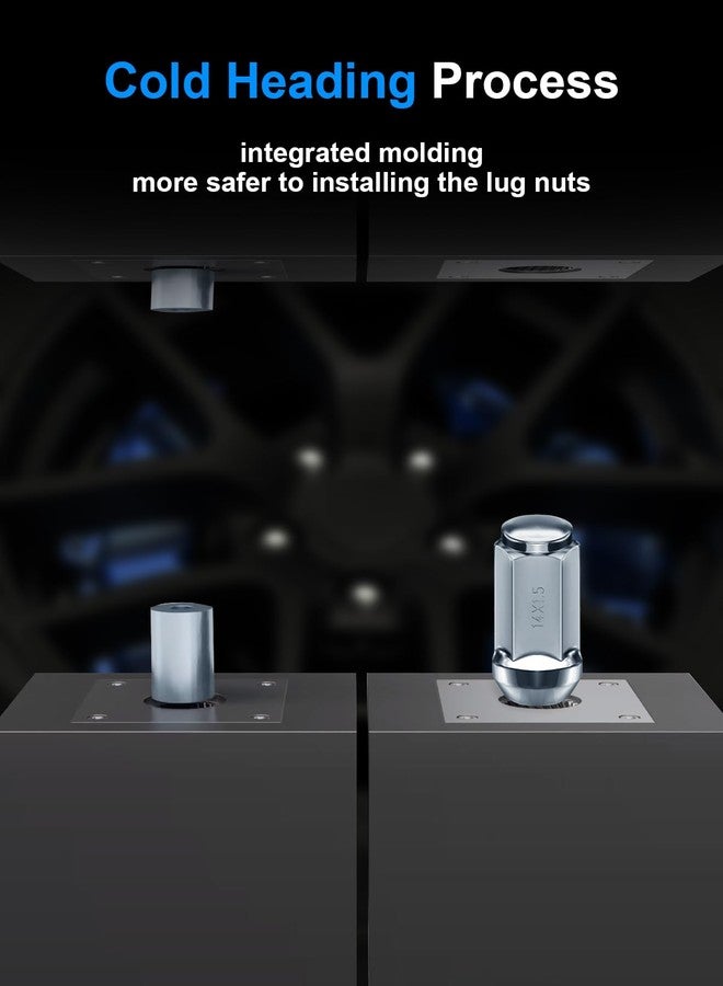 TAGMORE 24pcs M14x1.5 Lug Nuts - Compatible with Chevrolet Chevy Colorado/Suburban/Yukon, Express/Silverado/Sierra 1500, Ford F-150/Expedition, One-Piece Design Factory Chrome Wheel Lug Nut Set - Image 5