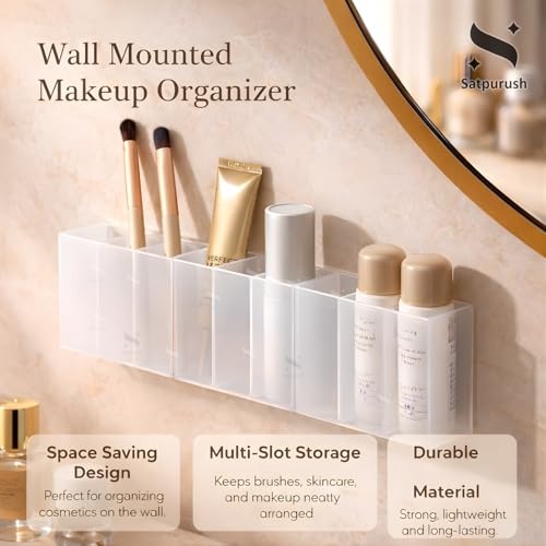 Satpurush 3-Grid Wall-Mounted Lipstick Holder Organizer | Wardrobe & Cupboard Door Makeup Organizer | Plastic Cosmetic Storage Stand (Pack of 8) - Image 3
