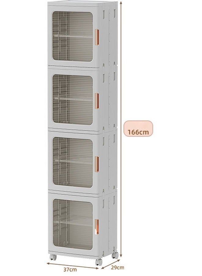 NKX 4 Layers Clear Folding Storage Boxes with Wheels - Image 1