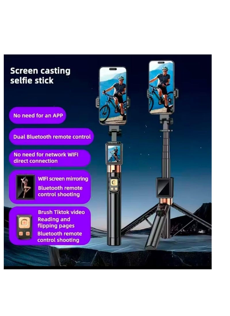 Raxoom - Screen Mirroring Selfie Stick - Portable, Flexible, Foldable with Dual Bluetooth Remote, Wirelessly Adjustable, Screen Mirroring for Smartphones - Image 1