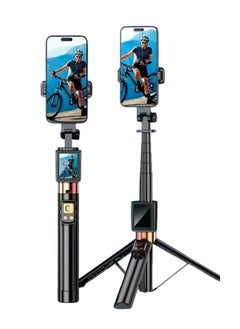 Screen Mirroring Selfie Stick - Portable, Flexible, Foldable with Dual Bluetooth Remote, Wirelessly Adjustable, Screen Mirroring for Smartphones