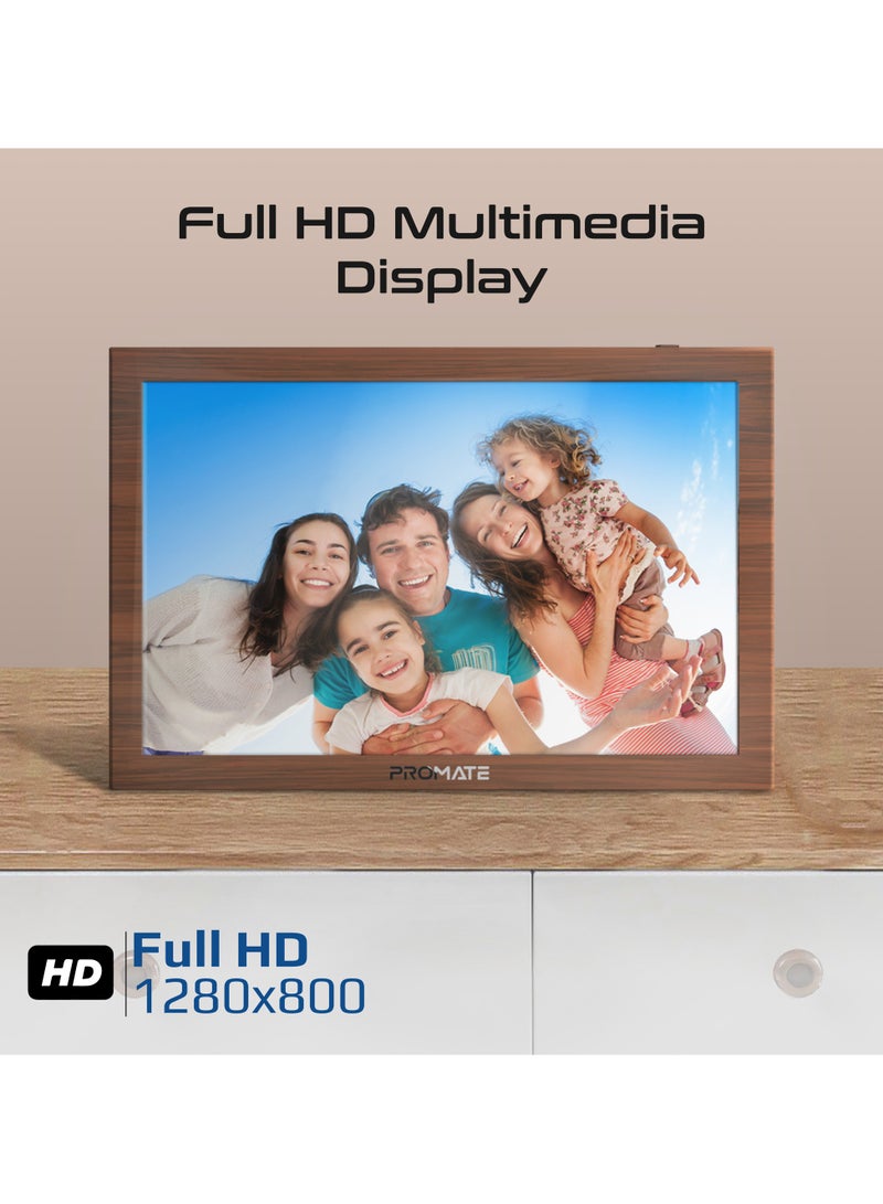 PROMATE Full HD Digital Photo Frame With 10.1" Touch Screen, Wireless app Control, 16GB Storage, USB/TF Card Support, Dual Speakers, Multi Picture & Video Formats Compatibility, Memoria-10 Pine - Image 2