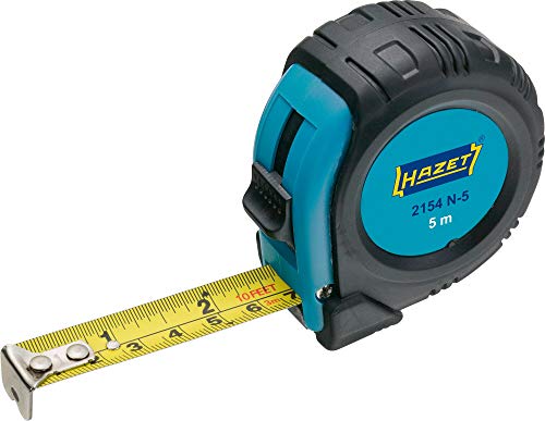 HAZET Tape Measure 2154N-5, 5 meters/16.4 feet, Reduced kinking and Resistant Coating, Automatic retraction Due to Quality Spring and Double Tape Measure Marking - Image 1