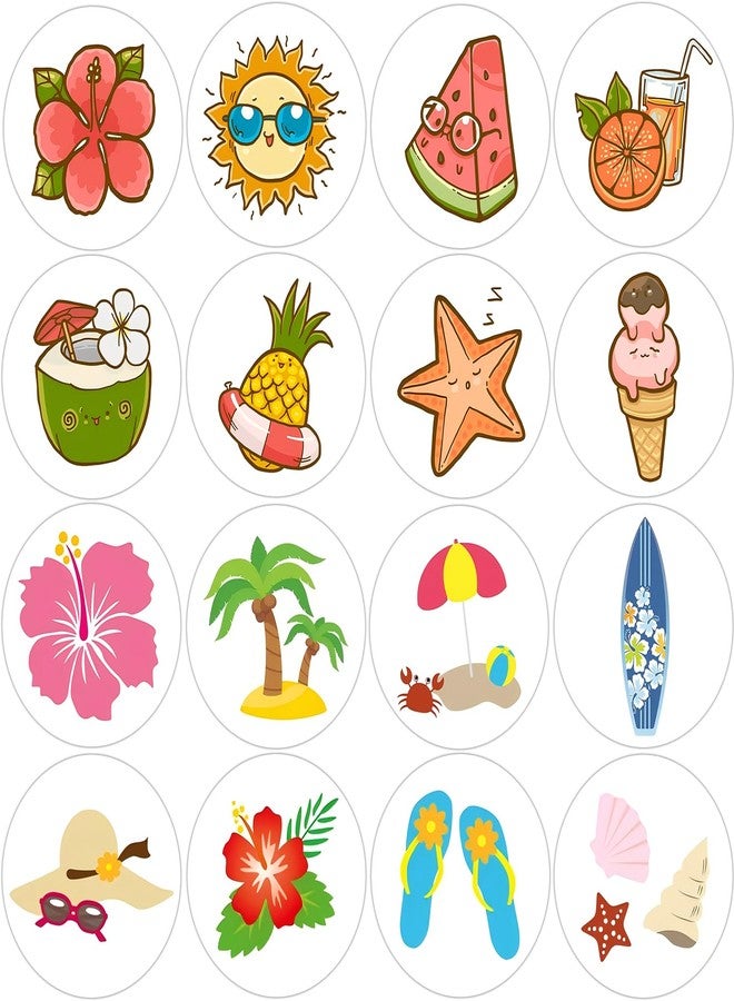 Hohamn 600 Pcs Summer Beach Stickers for Kids Teachers in 2 Rolls 1.5 Inch 16 Styles Cute Summer Stickers for Kids Birthday Party School Reward Giveaways Waterbottle Scrapbook Decor - Image 1