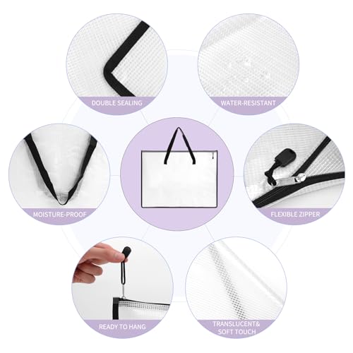 EOOUT 2 Pack 18.5x24.8 Inches Art Portfolio Case, Portfolio Folder for Artwork, Posters Storage Bag with Zipper and Handle Mesh Folder Organizers for Poster, Scrapbook, Keepsake and Bulletin Board - Image 3