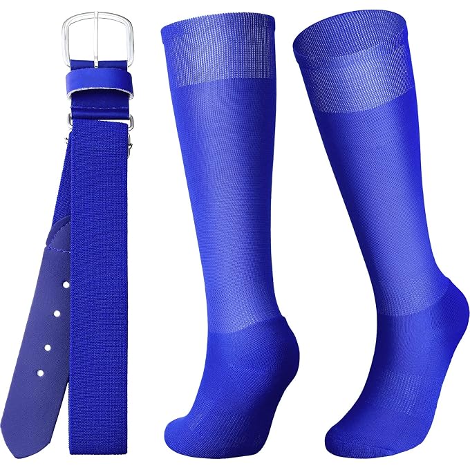 Zhanmai BASEBALL BELT AND SOCKS COMBO ADJUSTABLE SOFTBALL SOCKS AND BELT ELASTIC WAIST BELT FOR YOUTH BOYS GIRLS, AND ADULT - Image 1