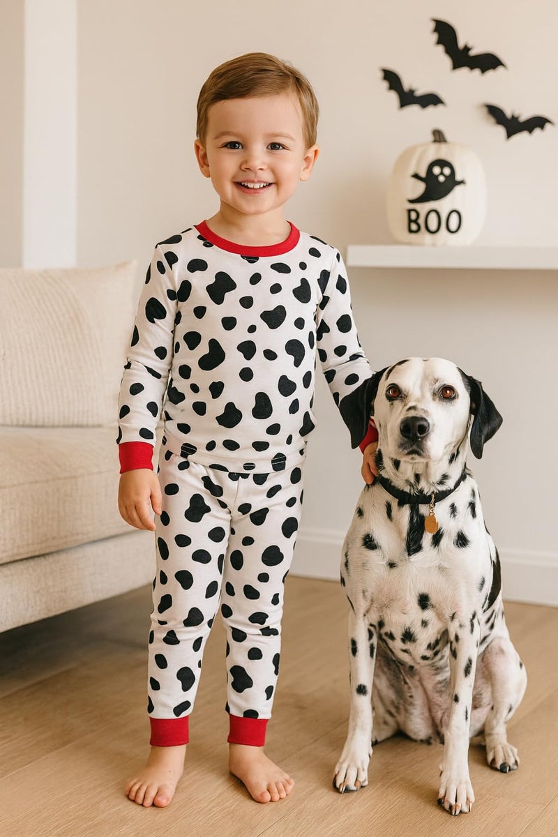 A&J DESIGN Toddler Dalmatian Pajamas Kids for Girls Boys Animal Funny Sleepwear 100 Days of School Shirt Jammies Pj Set 2T - Image 2