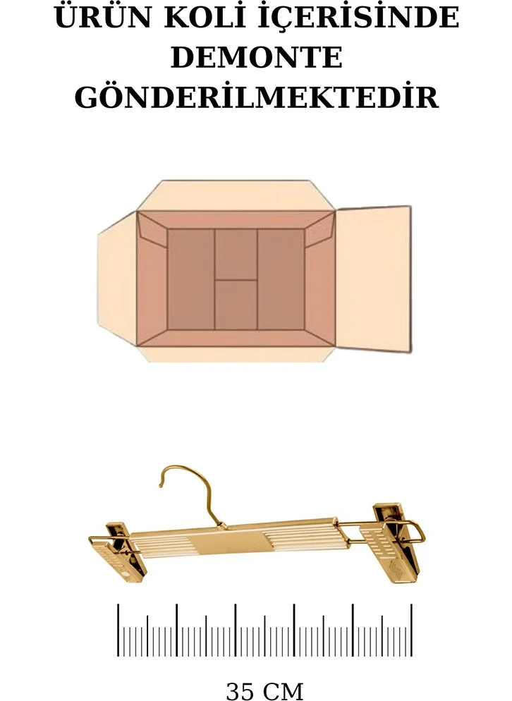 İstanbul Manken Istanbul Mannequin 5 Pieces Plastic Gold Plated Trouser Hanger Skirt Hanger Clothes Hanger