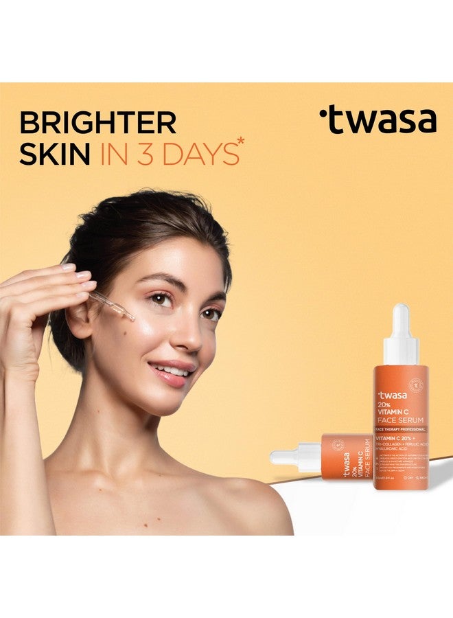 Twasa 20% Vitamin C Face Serum for Glowing Skin with Vitamin C, Tri-Collagen, Ferulic Acid | For All Skin Type | Brightening Serum For Oily Skin & Dark Skin | 30ml - Image 4