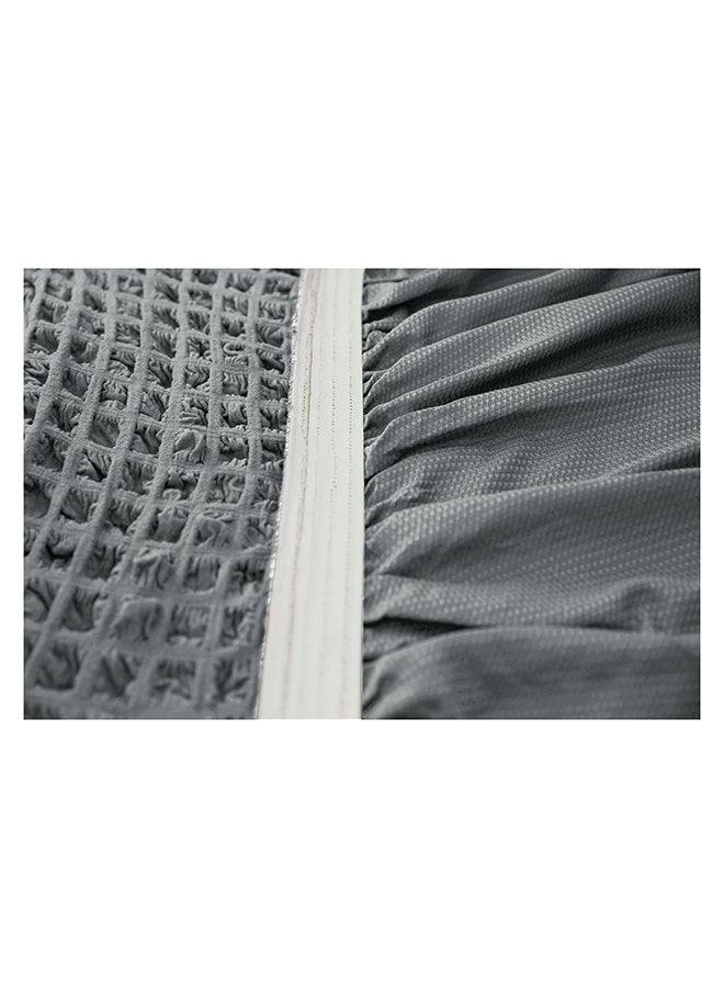 6-Piece Turkish Cotton Stretchable Chair Covers Set Grey 100x50cm - Image 4