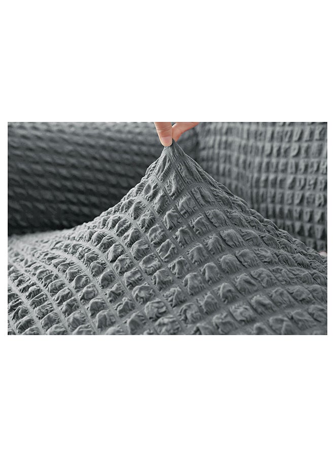 6-Piece Turkish Cotton Stretchable Chair Covers Set Grey 100x50cm - Image 3