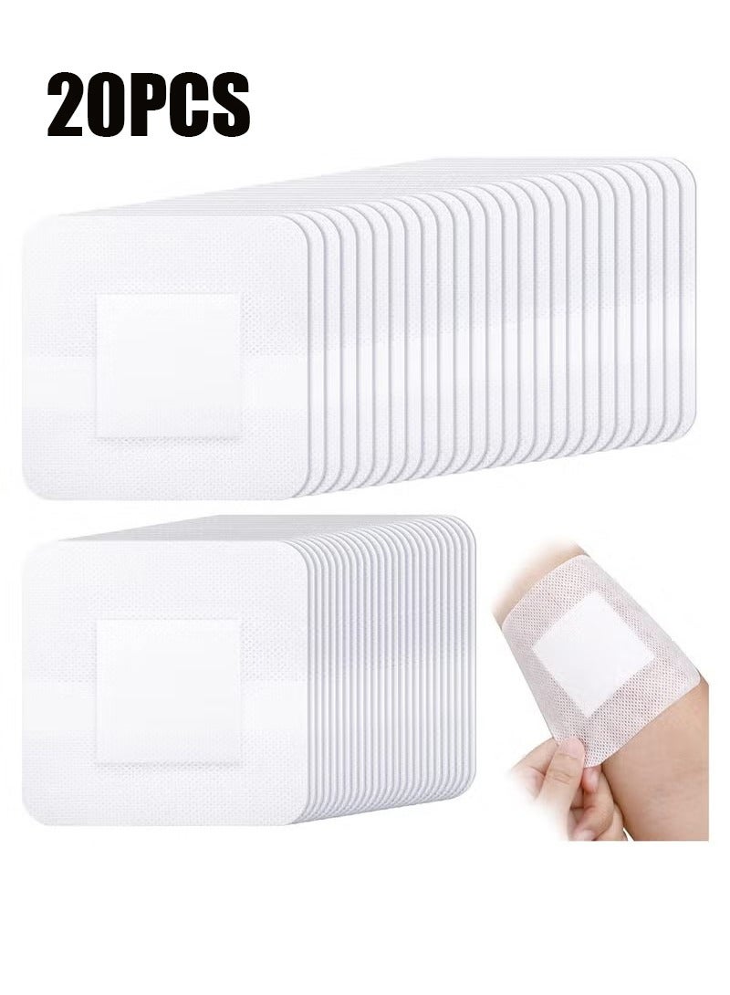 Unewshi 20 Pieces Bordered Gauze-Island Dressing is 10 x 10cm Wound Bandage Adhesive Patches Post Shower Pads Breathable Borders Individually Packed Pouches - Image 1