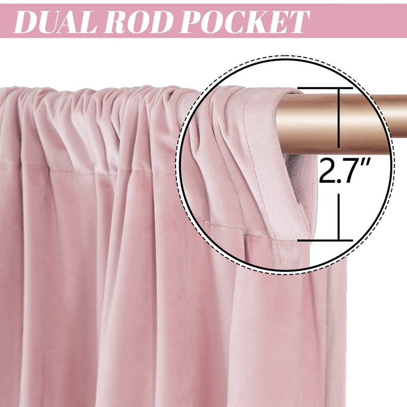 nanbowang Pink Velvet Curtains - 52"x 63" Soft Rod Pocket Thermal Insulated Window Treatment for Bedroom Living Room Light Filtering Drapes 2 Panels - Image 3
