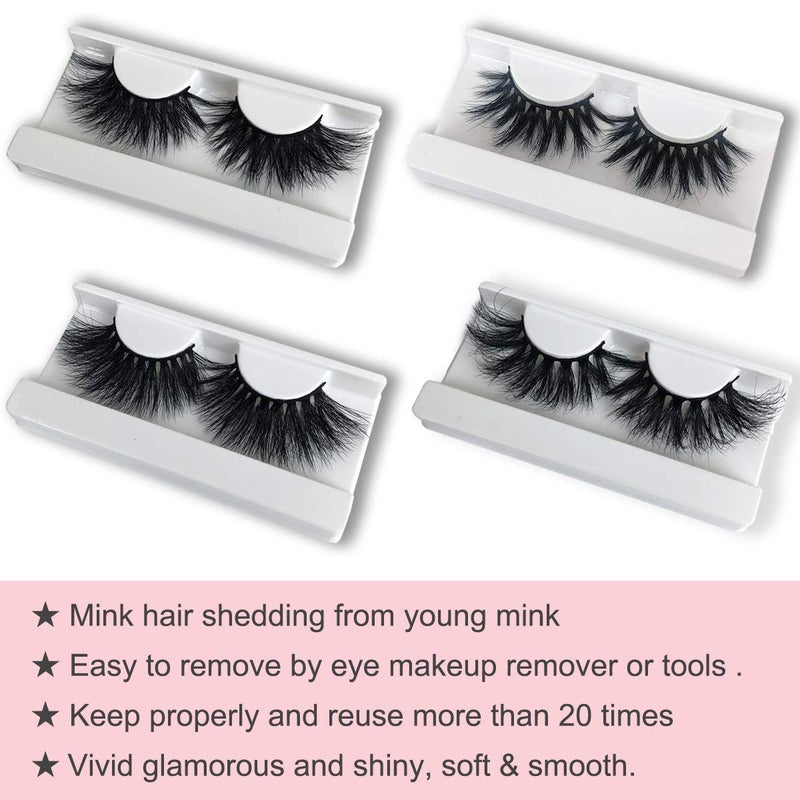 Mikiwi 25mm Mink Lashes, Fluffy Volume Mink Eyelashes, Real 5D Mink Lashes Bulk, Dramatic Long 25mm Eyelashe, Wholesale Mink lashes, Pack of 4 - Image 3