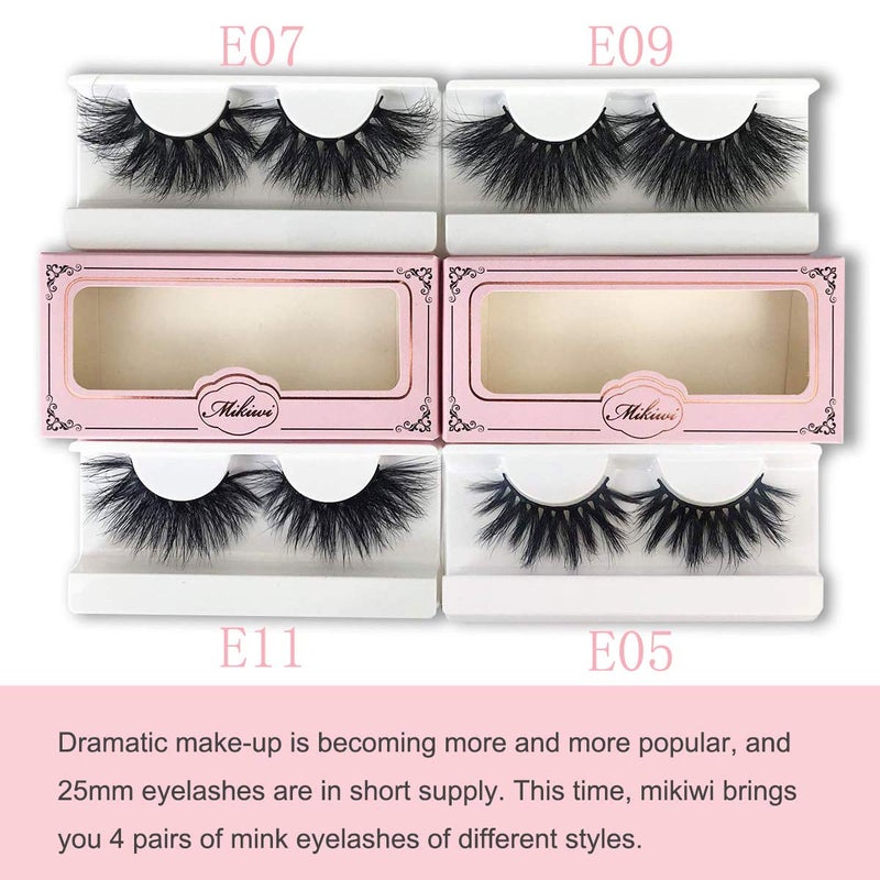 Mikiwi 25mm Mink Lashes, Fluffy Volume Mink Eyelashes, Real 5D Mink Lashes Bulk, Dramatic Long 25mm Eyelashe, Wholesale Mink lashes, Pack of 4 - Image 4