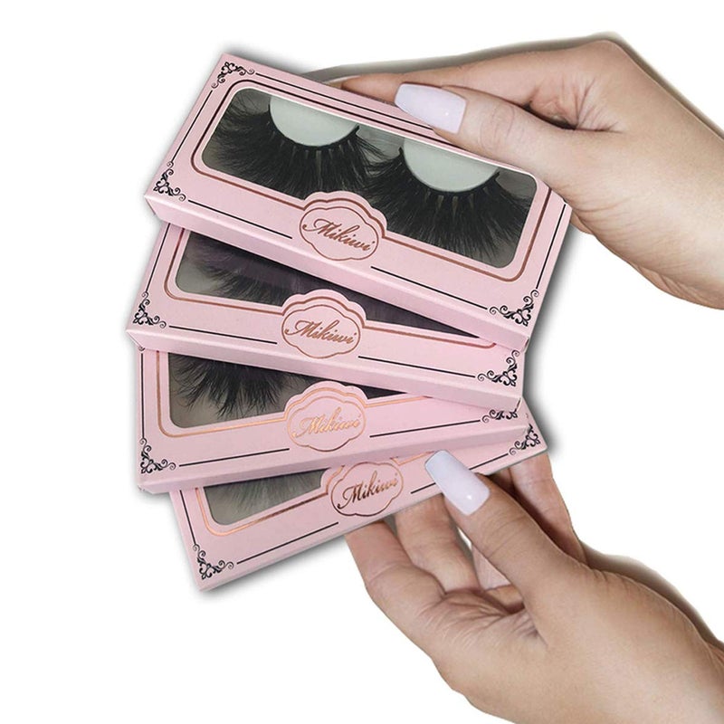 Mikiwi 25mm Mink Lashes, Fluffy Volume Mink Eyelashes, Real 5D Mink Lashes Bulk, Dramatic Long 25mm Eyelashe, Wholesale Mink lashes, Pack of 4 - Image 1