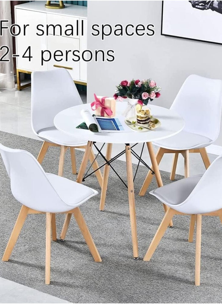 CityRiya-Long - Dining Table White Kitchen Dining Table 70*70cm Kitchen Table Wood Round Coffee Table Tea Table Office Conference Pedestal Desk Small Modern Dinner Table for Living Room, Kitchen - Image 1