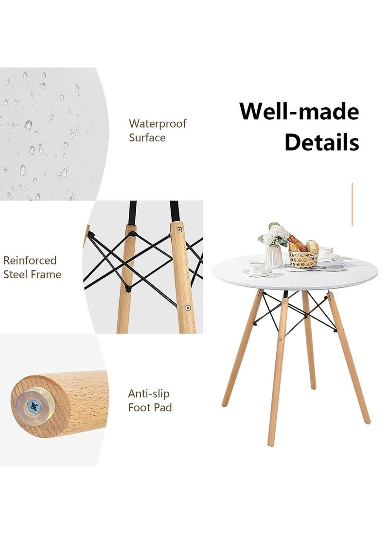 CityRiya-Long - Dining Table White Kitchen Dining Table 70*70cm Kitchen Table Wood Round Coffee Table Tea Table Office Conference Pedestal Desk Small Modern Dinner Table for Living Room, Kitchen - Image 1