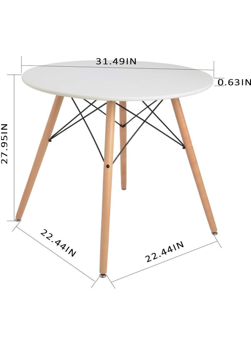 CityRiya-Long - Dining Table White Kitchen Dining Table 70*70cm Kitchen Table Wood Round Coffee Table Tea Table Office Conference Pedestal Desk Small Modern Dinner Table for Living Room, Kitchen - Image 1