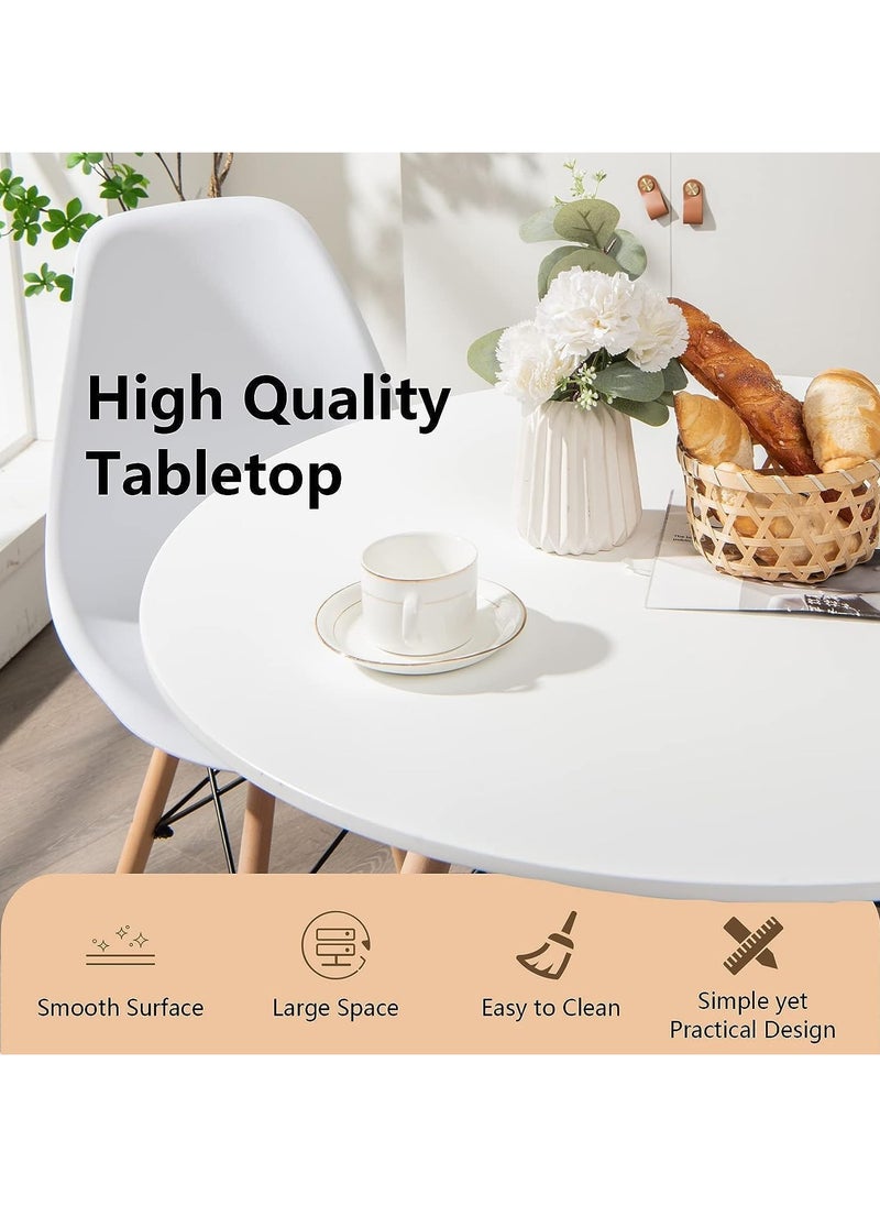 CityRiya-Long - Dining Table White Kitchen Dining Table 70*70cm Kitchen Table Wood Round Coffee Table Tea Table Office Conference Pedestal Desk Small Modern Dinner Table for Living Room, Kitchen - Image 1