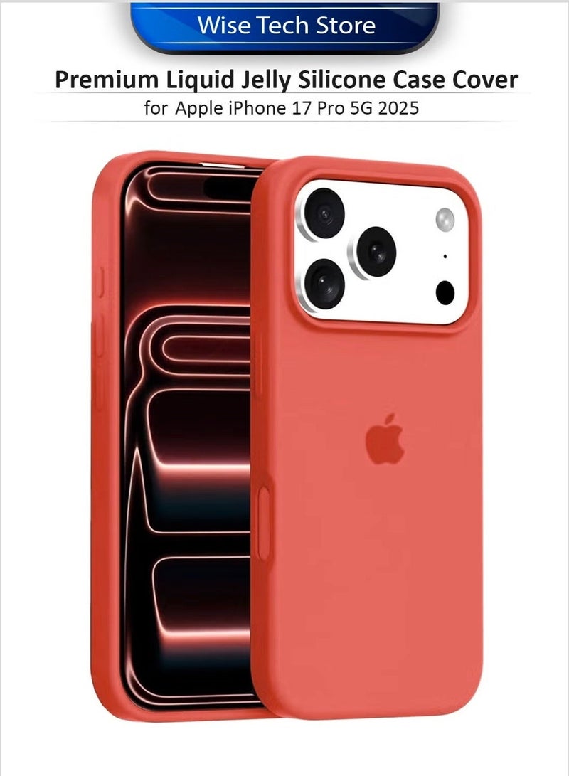 دبليو تيك غطاء حماية فاخر عالي الجودة من السيليكون السائل لهاتف آيفون 17 برو 5G 2025 من آبل (MCRPSN) - برتقالي - Image 1