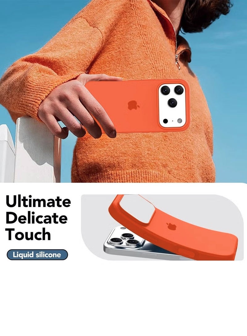 دبليو تيك غطاء حماية فاخر عالي الجودة من السيليكون السائل لهاتف آيفون 17 برو 5G 2025 من آبل (MCRPSN) - برتقالي - Image 2