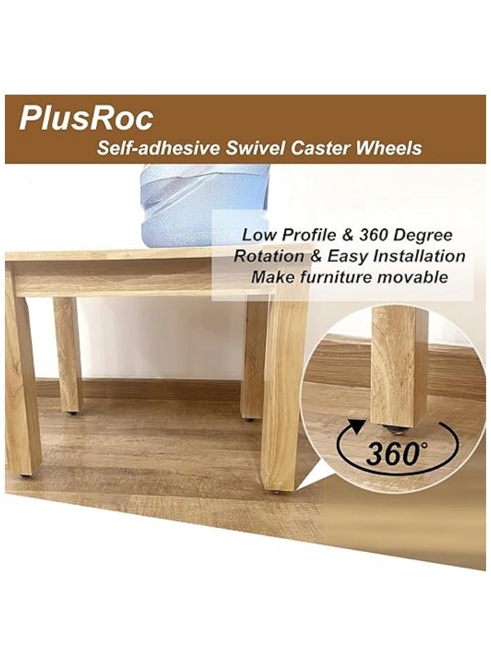 8 Pack 1" Self-Adhesive Low Profile Caster Wheels - Swivel Furniture Movers for Storage Bins & Appliances  - Image 3