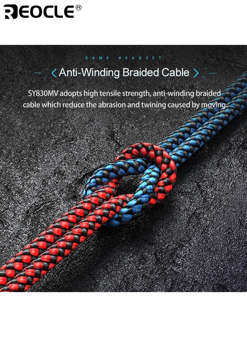 REOCLE Stereo Pro Gaming Headset with ENC Noise Cancelling Microphone LED Light Effects Surround Sound Soft Memory Earmuffs for PC Laptop Mobile Phone Use Professional Gaming Headphone for Gamers Students and Office Workers - Image 5